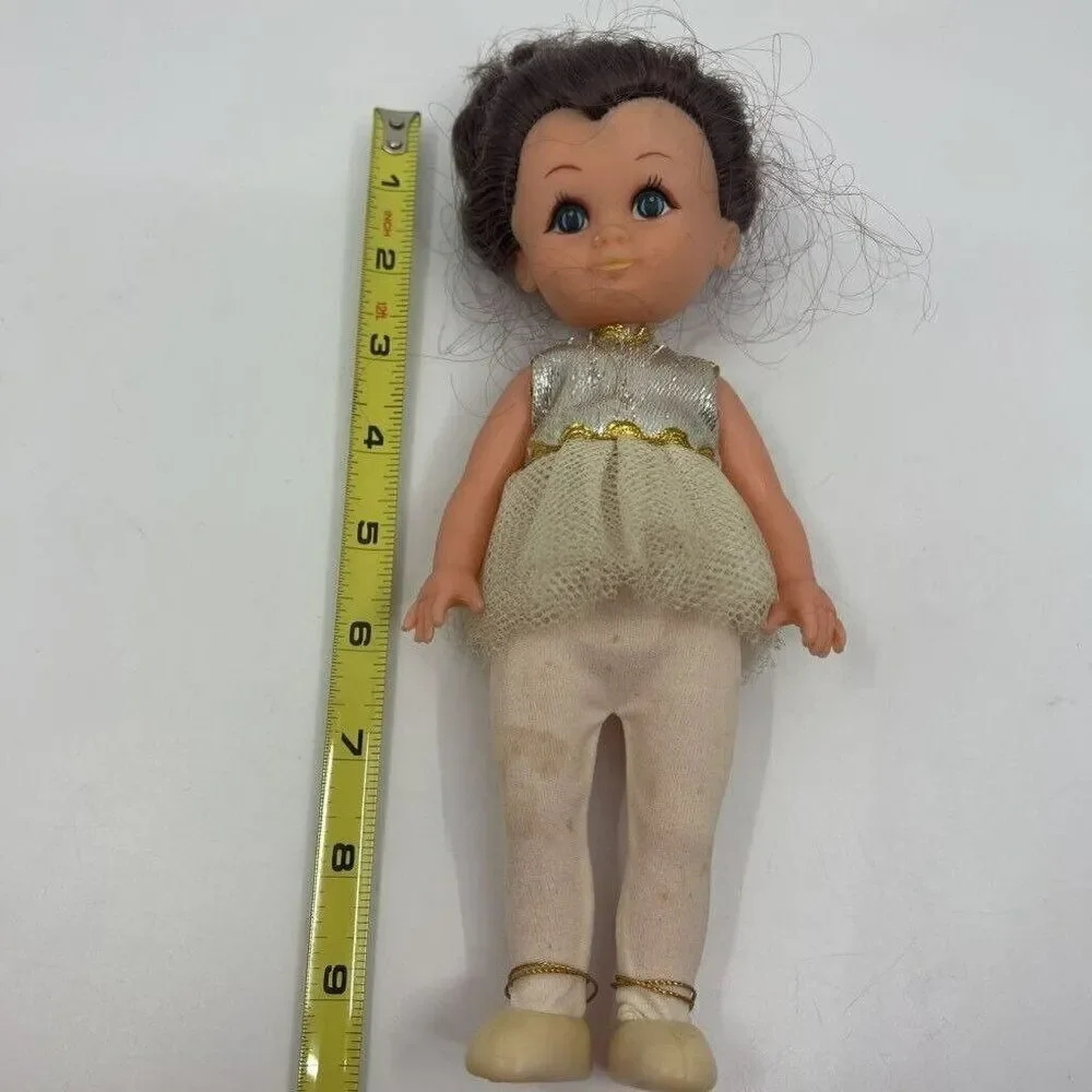 Vintage U.D.co Doll Ballerina Blue Eyes Dress Tutu‎ Brown Hair Hong Kong 9.5